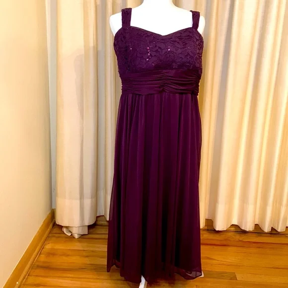 R & M Richards | Dresses | Rm Richards Plum Fully Lined Sequin And Lace  Special Occasion Dress With Jacket | Poshmark